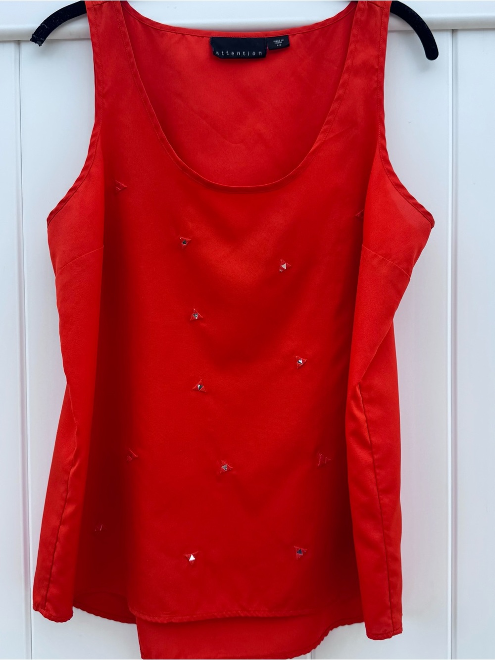 Attention Rust Orange Embellished Scoop Neck Tank Top Sz L